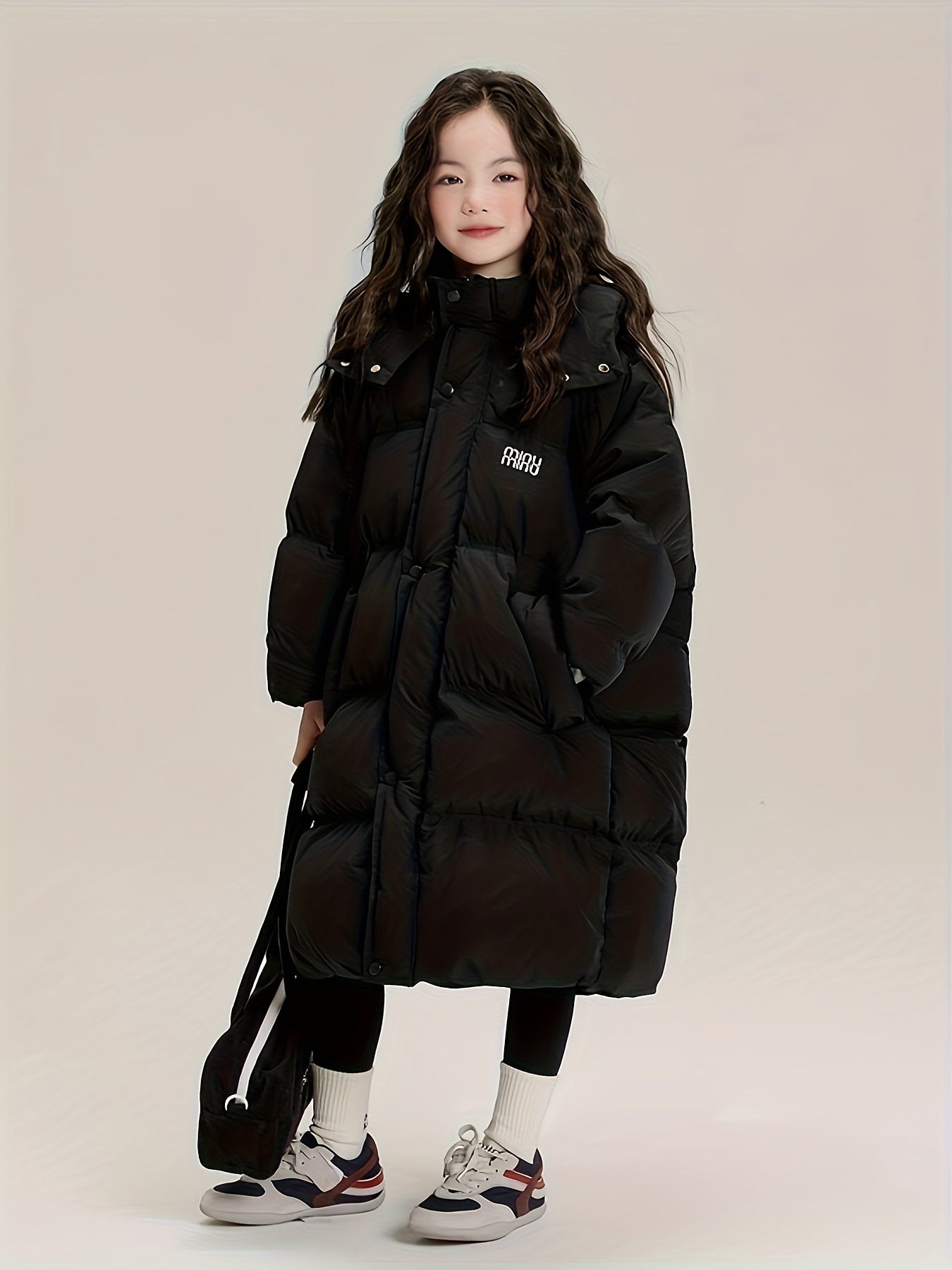 Girls' & Kids' Thickened Fluffy -Filled Hooded Winter Coat - Long Warm Jacket with Single Zipper Closure, Windproof & Pockets, Unisex Casual Outerwear for Skiing, Outdoor & Daily Wear, Easy On/Off (No Elastic Fabric), Skiing