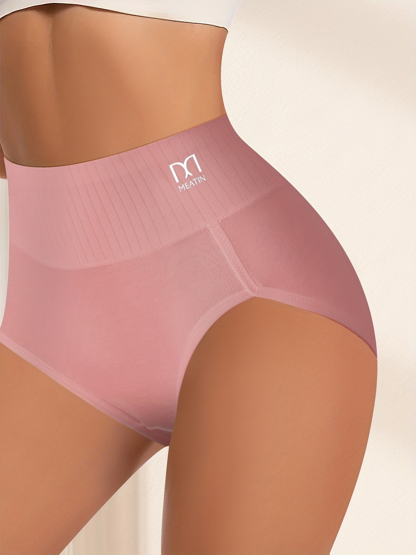QUASTI 10 Pieces Ladies' High-waist Panties In Black Stripes, Combining Breathable Comfort With A Perfect Fit. Women High-waist Underwear Feature Elastic, Soft Hip Wrap With A High-rise Thigh Design, Offering A Perfect Blend