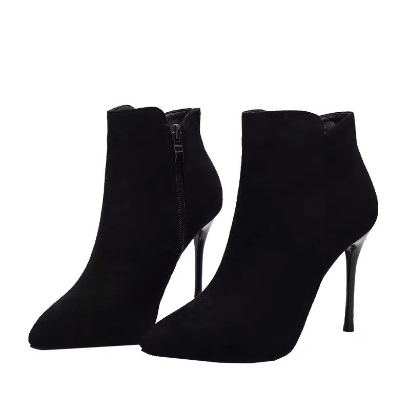 Women's Breathable Short Boots with High Heel - Upper & PVC Thin Heel All-Season Boots, Rubber Sole for Dress Boots - Sexy Slim Fit for Jeans, Skirts, Dresses - All-Terrain Wear (Casual/Office/Party) 2024 New Style