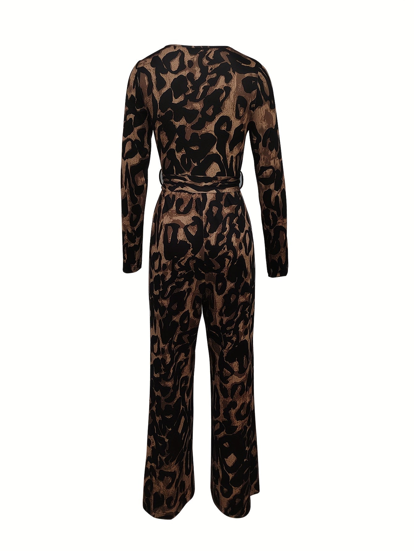 Elegant Women'S Printed Jumpsuit with V-Neck in Autumn - Comes with a Belt [Nian Nian]