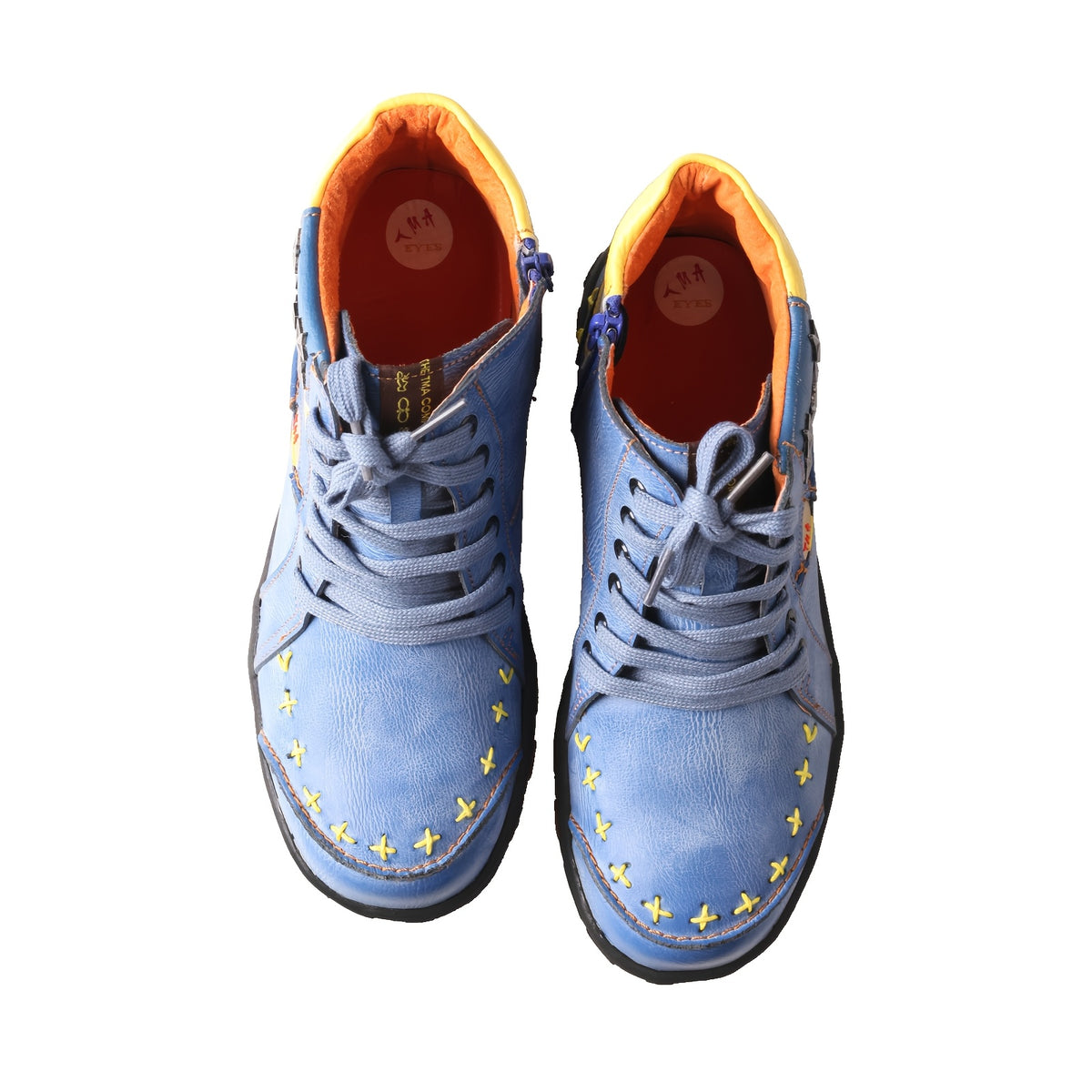 TMA EYES Women's Metal Stripe Patch Hand sewn Casual Sports Golden and Silvery Ankle Boots, Suitable for All Seasons