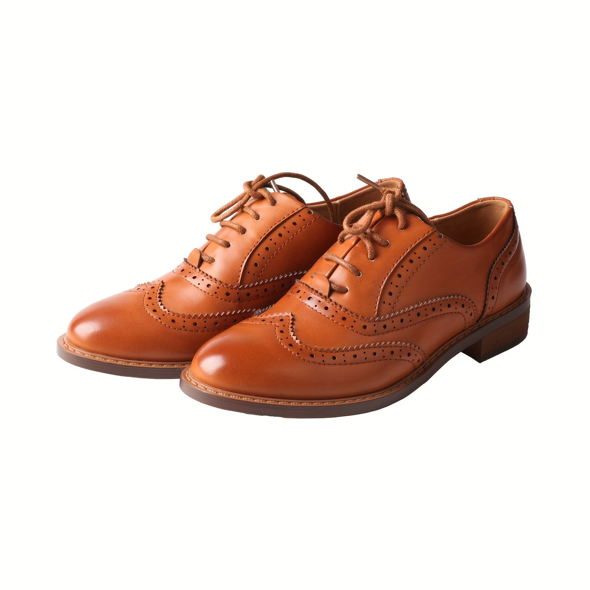 [Retro British Loafers] TMA EYES Women's Retro British Style Loafers | Thick Sole Penny Brogue Shoes with Polka Dot Pattern, Lace-Up Design, Brown Upper & TPR Sole for Fall & Spring Casual Wear, Ladies Shoes And Loafers, Spri