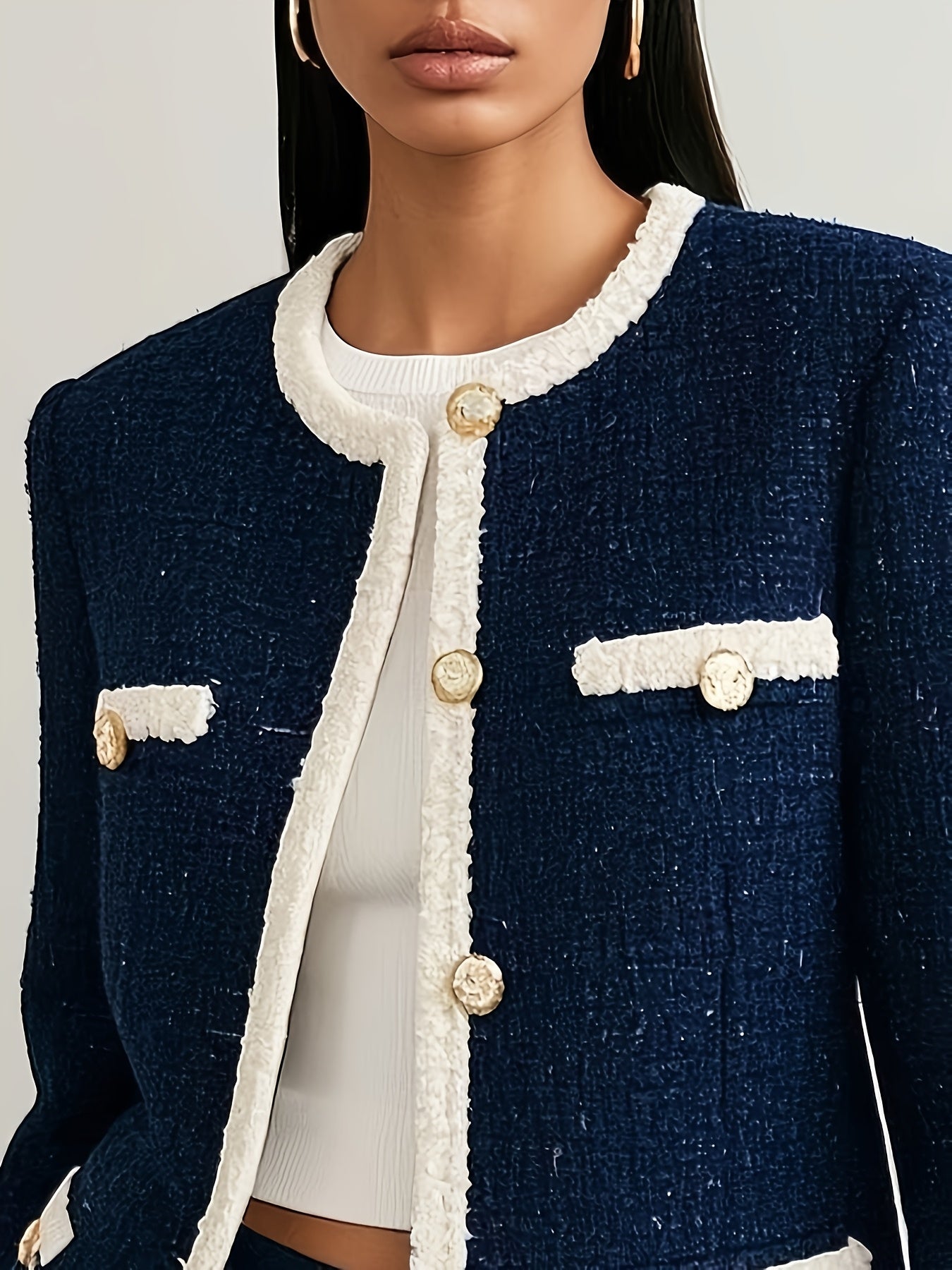 New Women'S Fashion Top in The Chic Elegant Style for Autumn And Winter, Suitable for Both Casual And Formal Occasions, Featuring Button Details And Pockets