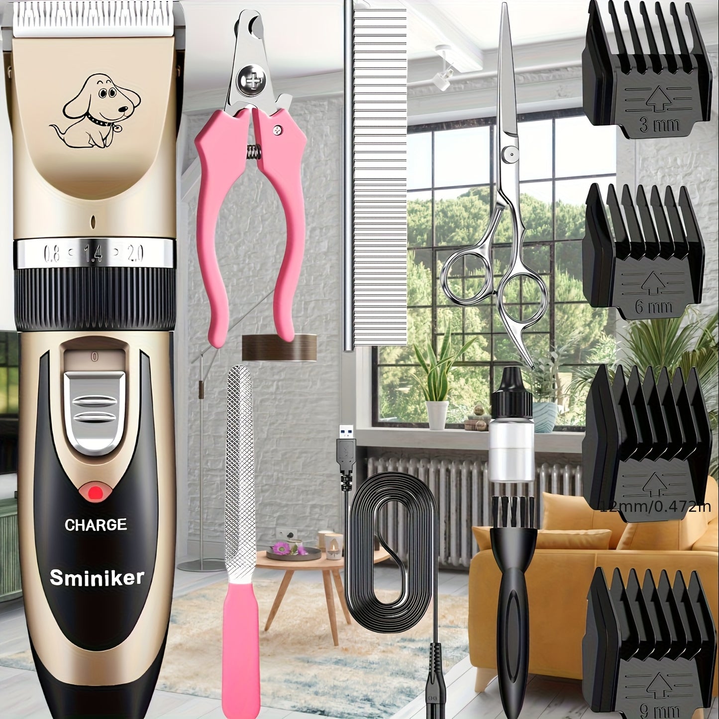 Dog Grooming Kit Low Noise Rechargeable Dog Clippers for Grooming Cordless Dog Grooming for Dogs, Cats Golden, Professional Dog Grooming Clippers, Dog Clippers for Grooming Professional Kit, Dog Grooming Kit for Small Dog, Pe