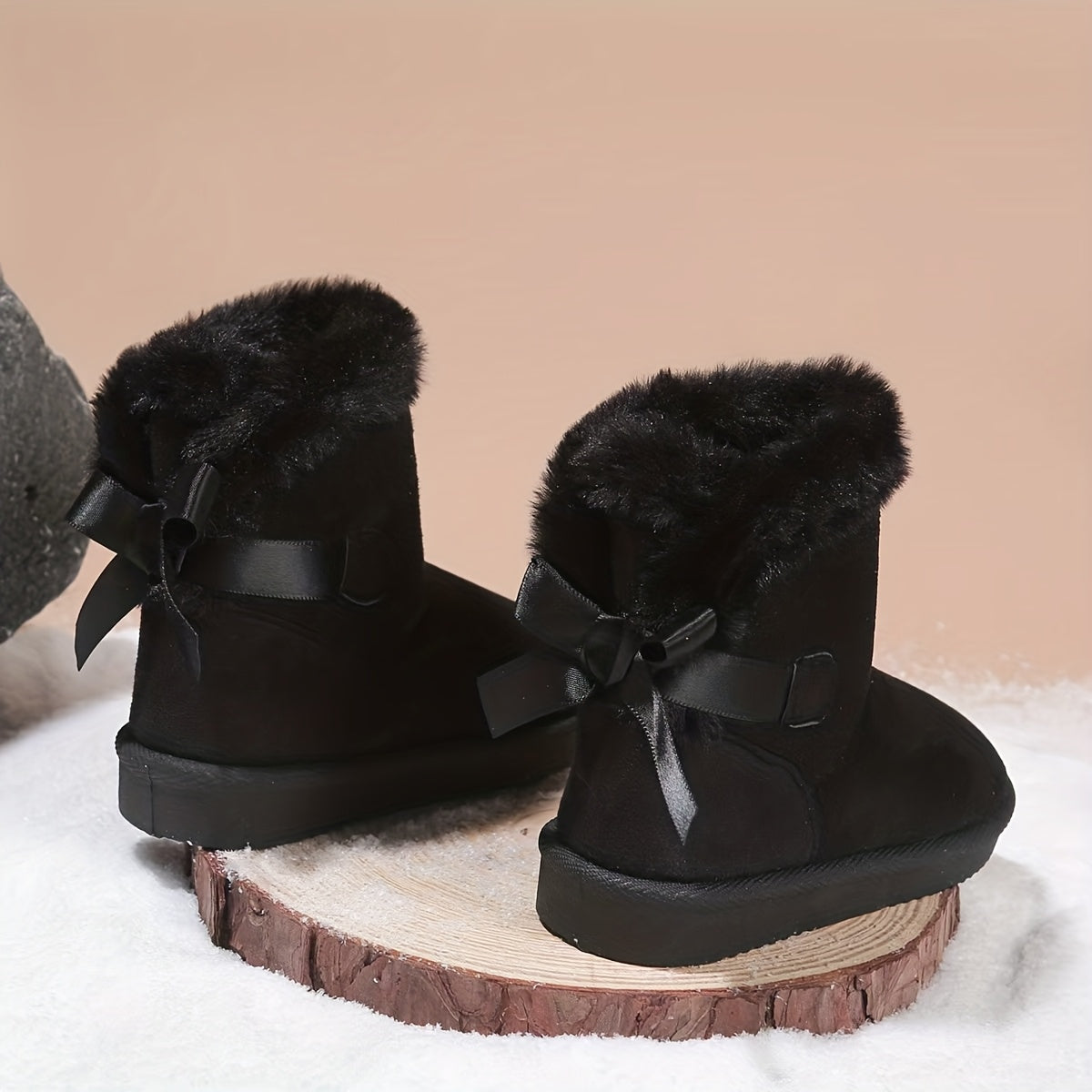 Exquisite Comfortable Fashion Girls' Winter Boots with Lining, Thickened Warm Children's Snow Boots, Baby Shoes, Cold Weather Footwear, Seasonal Footwear, Minimalist Design, Cozy Winter Footwear, Soft Fabric Boots, Midtop Boo