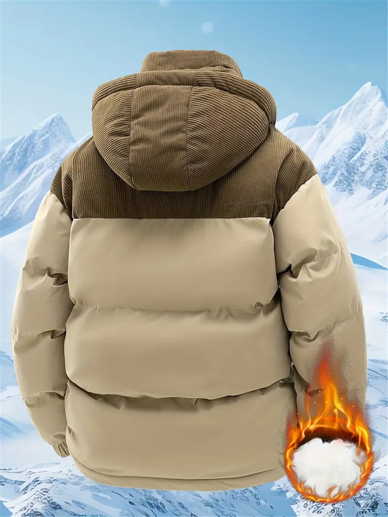 [Winter Fleece Jacket] 1pc Winter Hooded Fleece Jacket for Men & Women - Detachable Hooded Warm Color Block Coat with Zipper Closure, Polyester Fill, Regular Fit, Perfect for Cold Weather Outdoor Activities