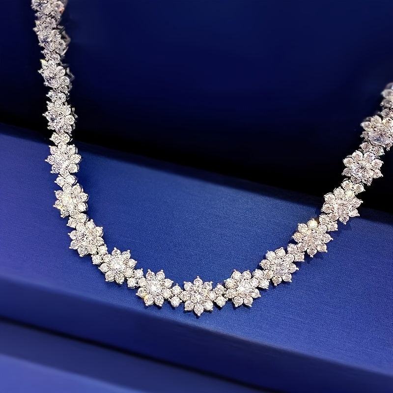 1pc Exquisite 4 carat Moissanite Sunflower Necklace S925 Sterling Silver - exquisite Bohemian design, gift for mom, her, birthday, wedding, anniversary, engagement, graduation - white, elegant, timeless