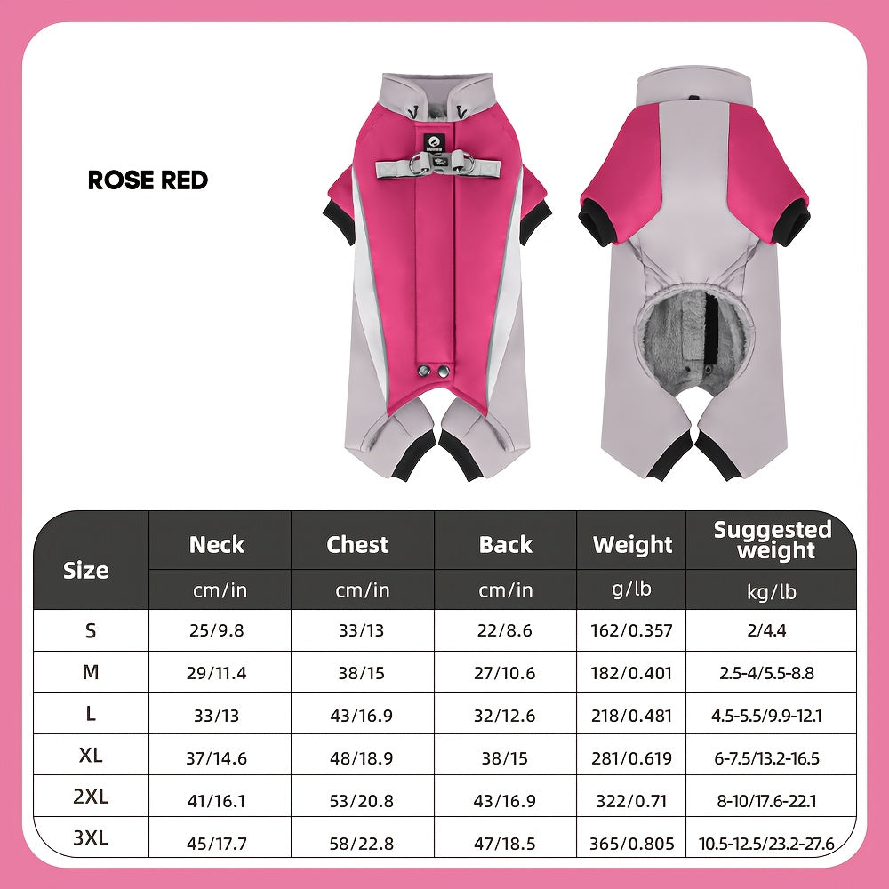 1pc Heavy-Duty Winter Dog Coat with 4-Wheel Houndout Design- Thermal Insulated Snowproof Jacket for Small, Medium, Large Dogs- Easy Snap Buttons& Closure, Reflective Safety strips- Ideal for Shih Tzu, Pomeranian, Cocker Spani