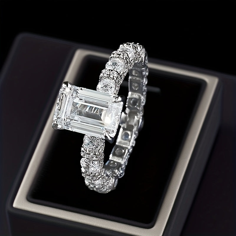 1pc 5CT radiant Chelmosanite engagement rings, wedding rings, halo rings, vintage vintage anniversary Promise bridal rings