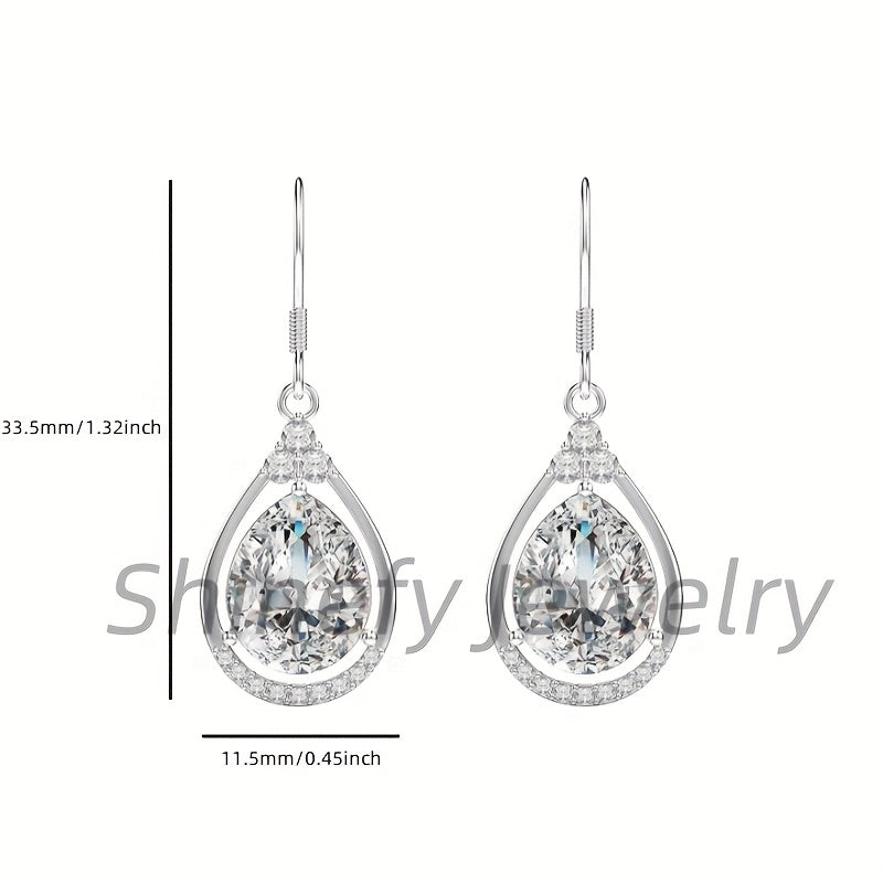 925 Sterling Silvery Teardrop Moissanit Drop Dangle Earrings for Women Pear Cut VVSD Moissanit Dangle Earrings Hypoallergenic Jewelry, Wedding, Carnival, Thanksgiving, Christmas, Birthday Send Lovers Send Family Send Friends