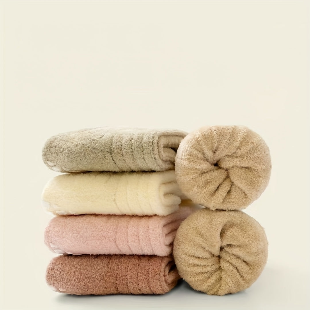 2-Pack Kids Floor Socks, Autumn/Winter Fleece-Lined Thick Warm Unisex Baby Mid-Calf Socks, Toddler Non-Slip Walking Socks