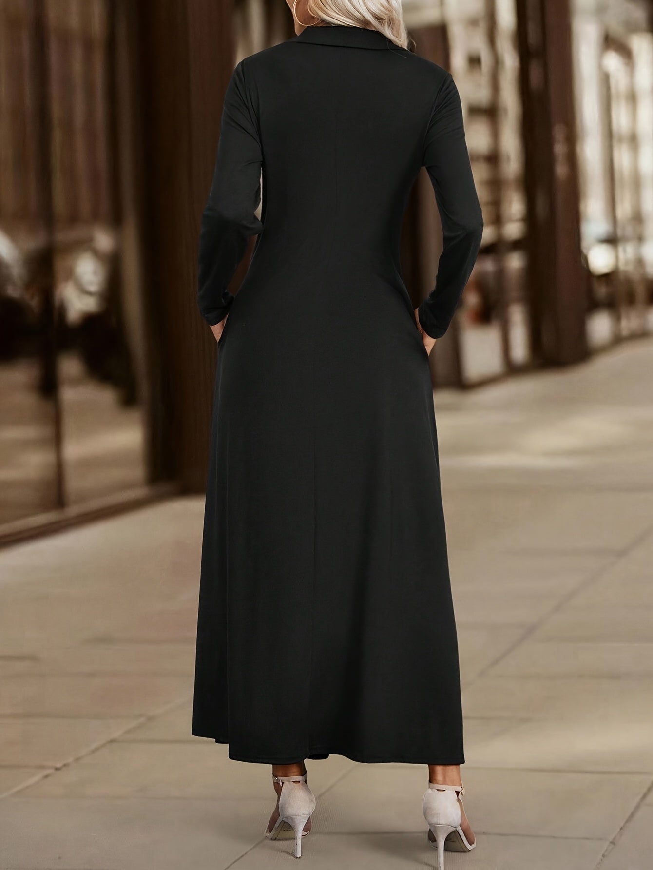 [Stylish Long-Sleeve Dress] New Stylish And Elegant Solid Color Long-Sleeve Dress for Women