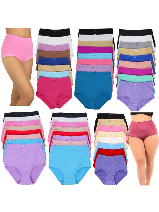 Women's Pack of 6 Randomly Assorted Plus Size High Waisted Girdle Panty Briefs