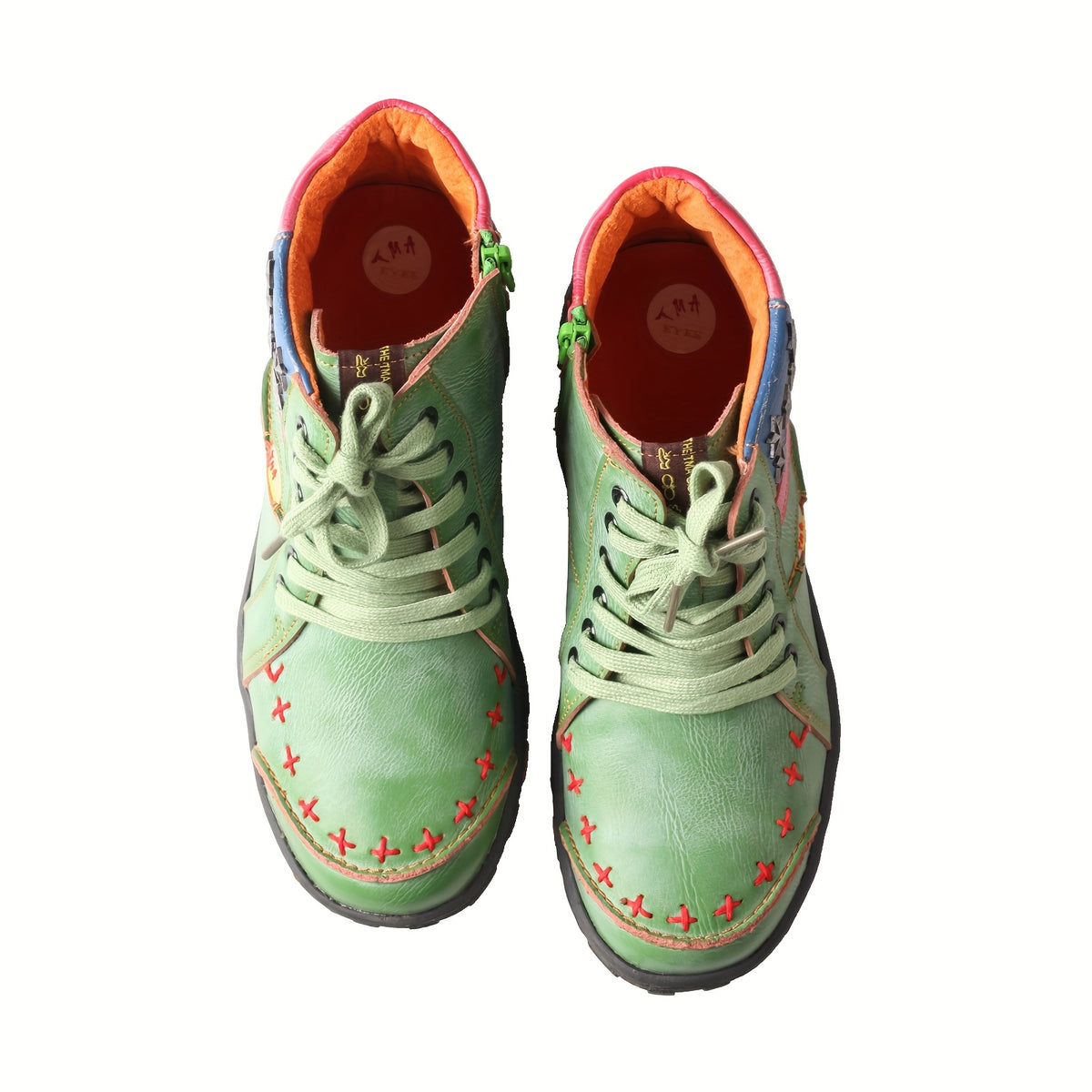 TMA EYES Women's Metal Stripe Patch Hand sewn Casual Sports Golden and Silvery Ankle Boots, Suitable for All Seasons