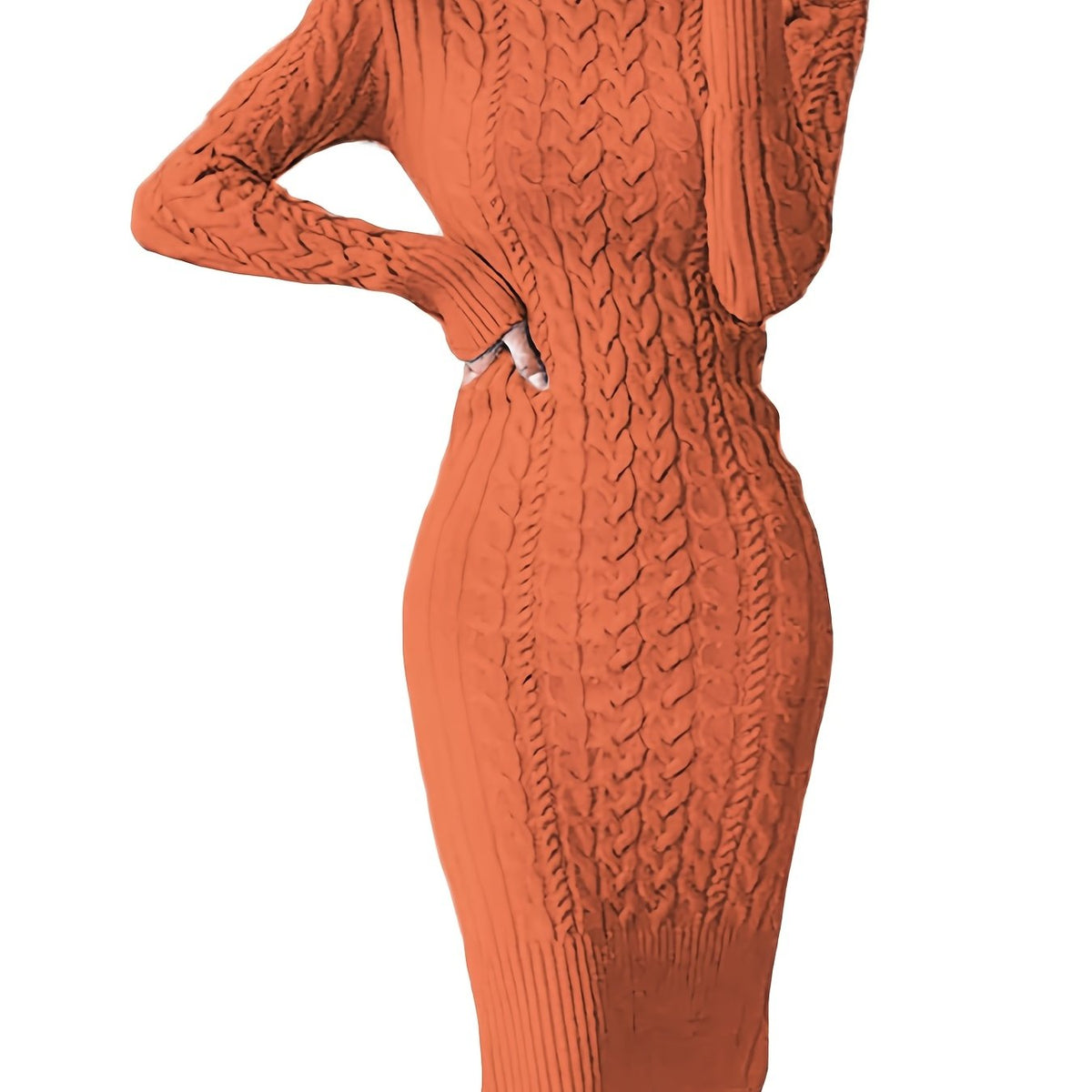 Womens Fashion Long Sleeve Turtleneck Sweater Dresses Knitted Bodycon Midi Sheath Jumper Dresses