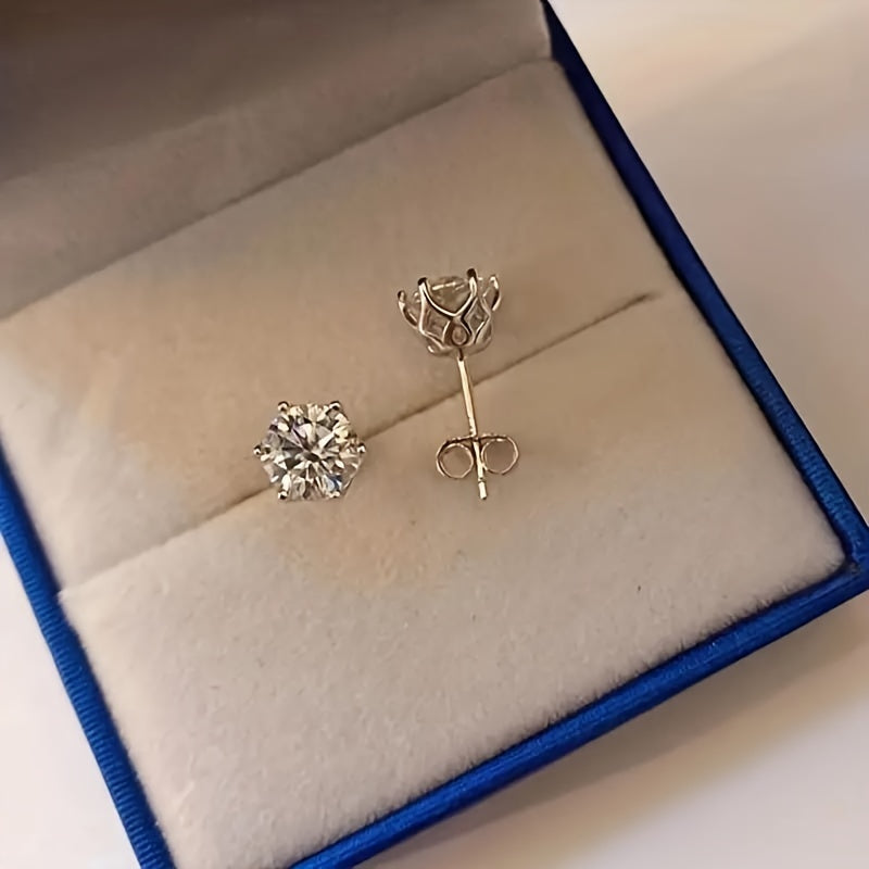 1pair 925 Pure Silvery Mozambique 's And 's Couple Sister Hip-hop Rock Earrings, Wedding Birthday Anniversary New Year's Gift, for Teenager, Anniversary Gift, New Year Gift, Stylish Earrings, Rock Style, Synthetic Gemstone, E
