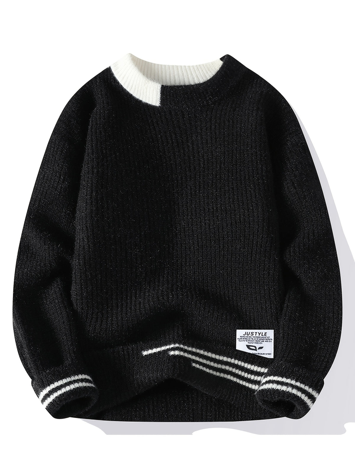SENMEIGUO Men's Slim Fit Thermal Knit Sweater - Thick Warm Winter Sweaters Suitable for, Round Neck Long Sleeve Academic Collegiate Style Top, Winter Knitwear for Casual Outdoor Wear, Office & Social Events