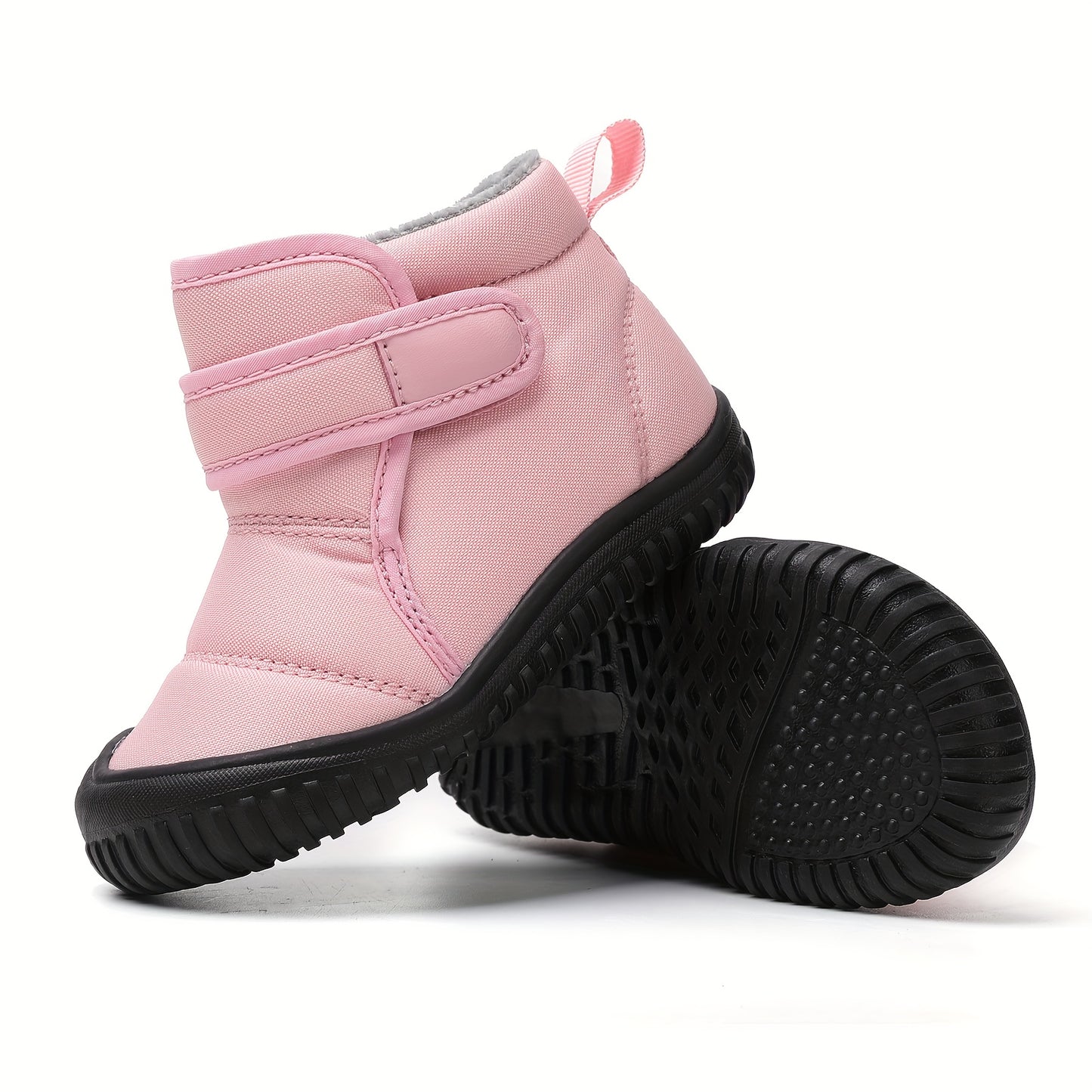 [Winter Warm Snow Boots] Winter Warm Snow Boots | Soft Fabric Lining & Cushioned Insole | Black/Pink/Gray Casual Shoes for Boys & Girls, Easy Slip-On with Durable Rubber Sole