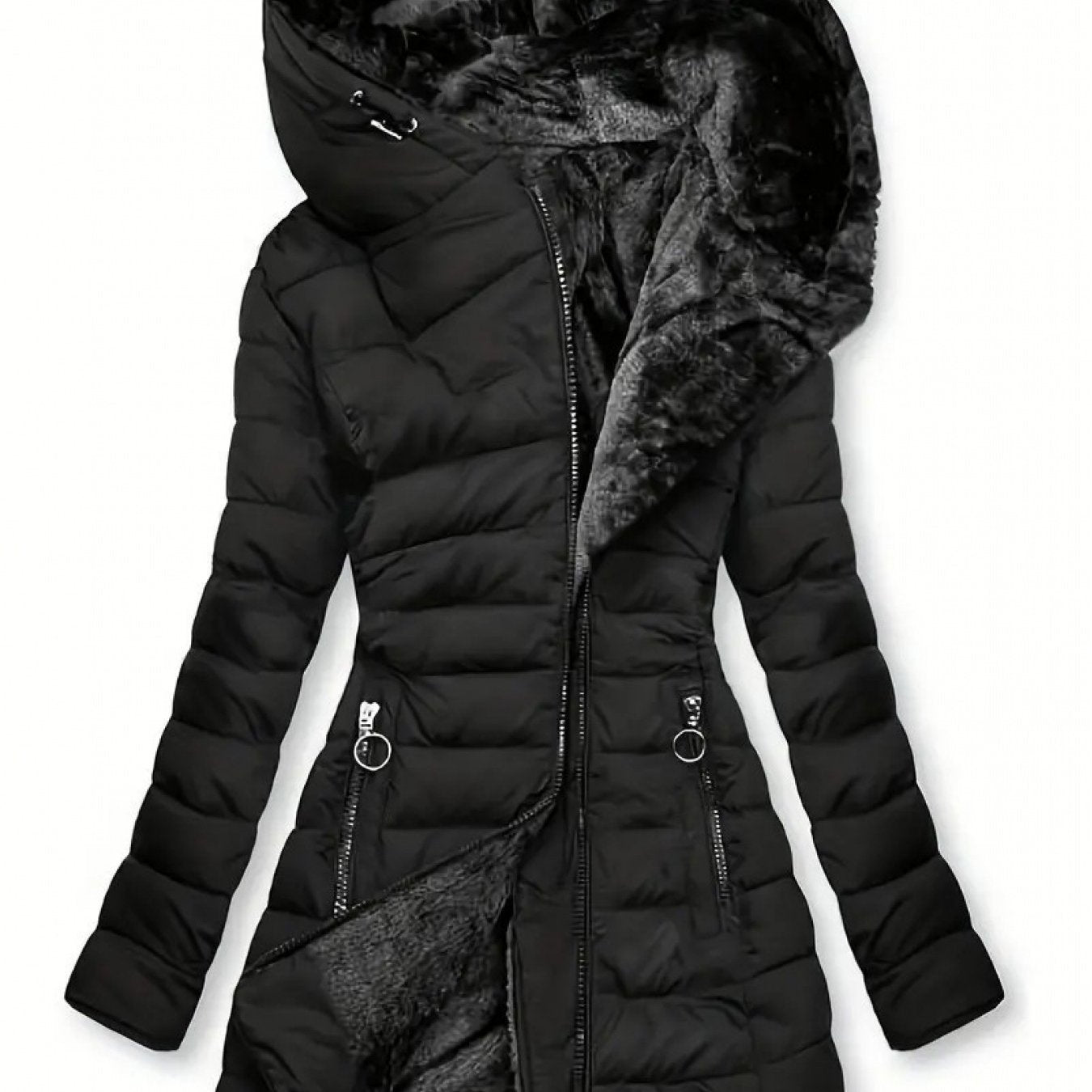 Women's Winter Warm Quilted Parka Coat - Padded Jacket with Hood, Full-Zip Front & Belt (Adjustable Waist) - Mid-Length Long Sleeve Outerwear for Cold Weather, Y2K Style (Beige/Tan) - Hand Wash/Dry Clean, Winter Jacket For Wo