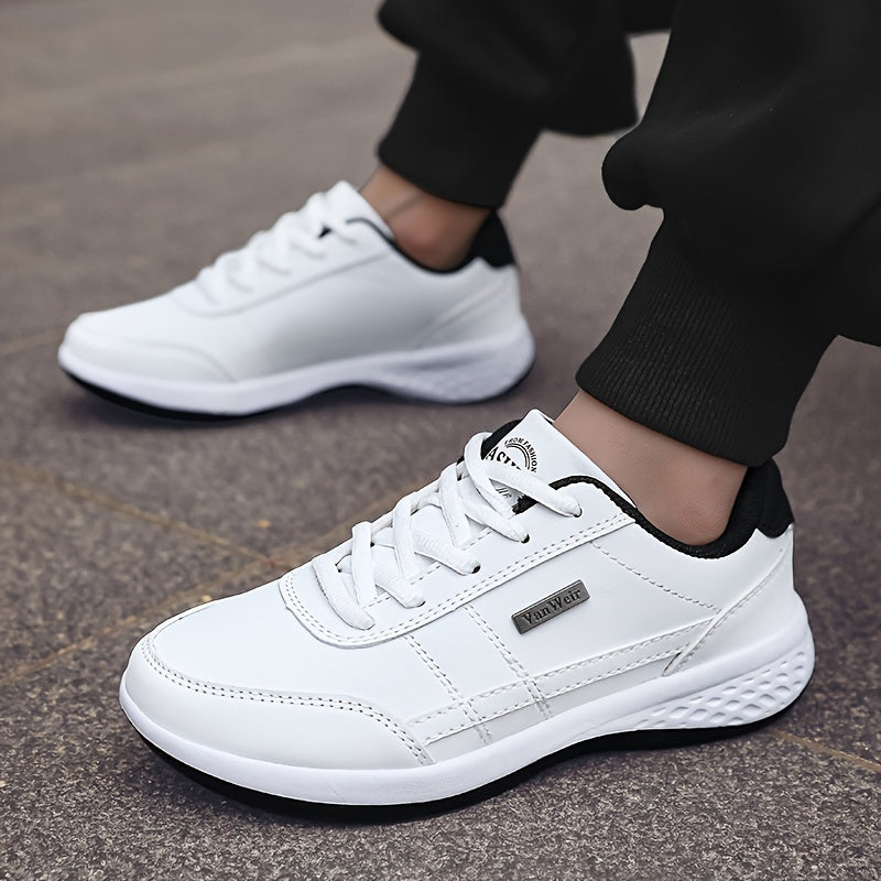 VanWeir Lightweight Men's Shoes • Navy Blue/White • Lace-up Sneakers with MD/TPR Sole • Breathable Fabric Lining for Outdoor, Hiking & Casual Wear