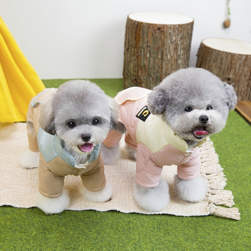 British Style Winter Warm Dog & Cat Sweater - Cozy Snap Button Jumper with Paw Socks, Cold-Resistant Pet Coat for Small & Large Dogs, Soft Durable Fabric, Light Gray Pink, Easy On/Off & Secure Fit for Indoor/Outdoor Use, Styl