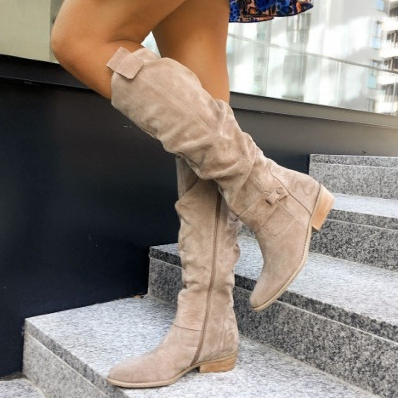 Women's Elegant -Like Winter Boots - High Calf Ankle, Side Zipper Closure, Low Block Heel (No Lifting) - Wide Width (EU 44/45) - Warm Round Toe Snow Boots for Jeans & Dresses - Durable Rubber Sole & PVC