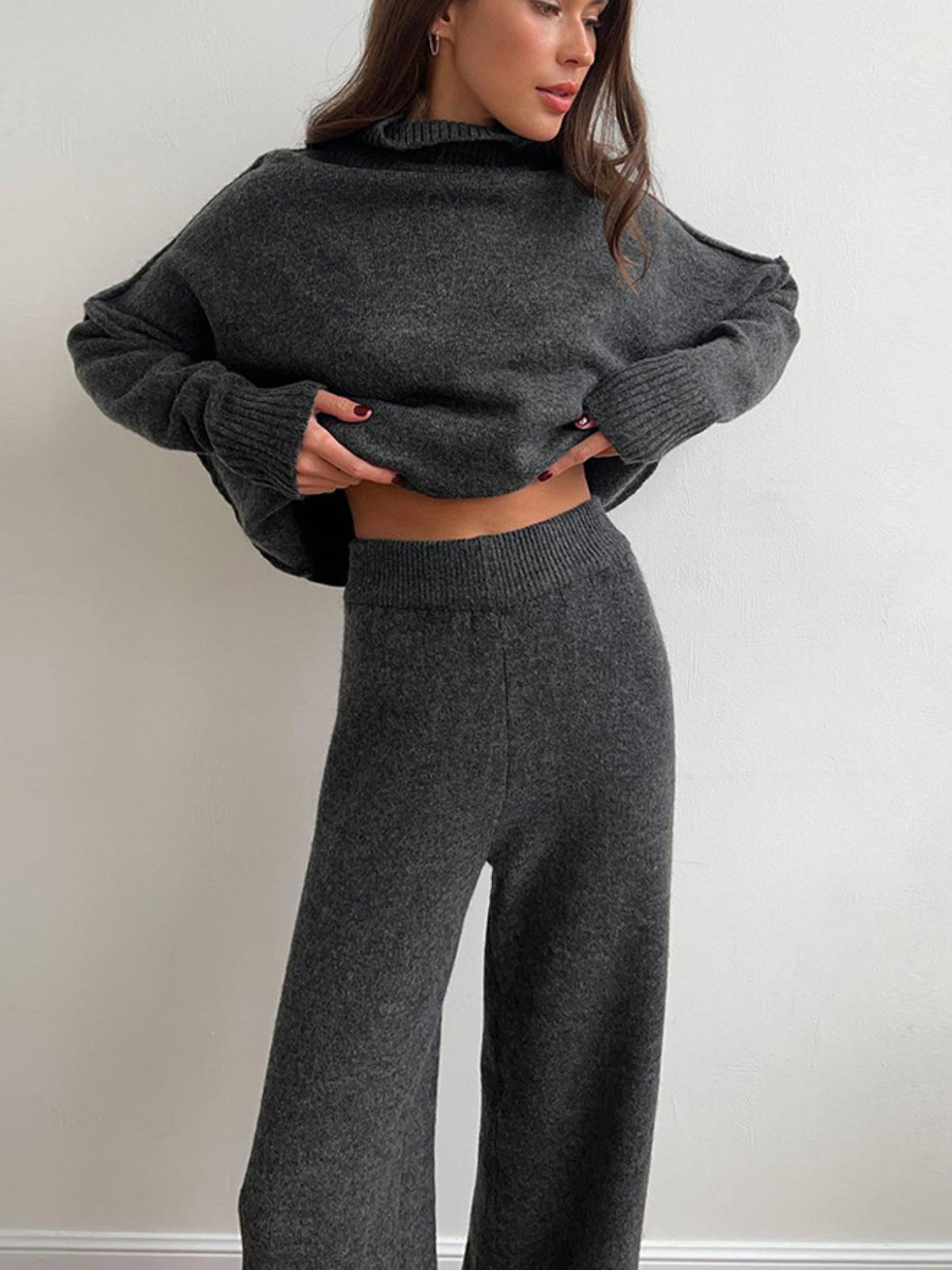 Women's Turtleneck Sweater Set- Thickened Long Pants Loose Fit Autumn Winter