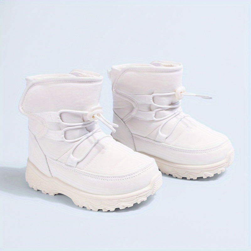 EDUBA Kids' Boys & Girls Winter Snow Boots Short with Thick TPR Sole & - Warm Warm Short Boots for Boys & Girls, Snow Traction, Easy Hook-and-Loop Closure, for outdoor,, Playground ( to Teen) - Durable Winter Footwear
