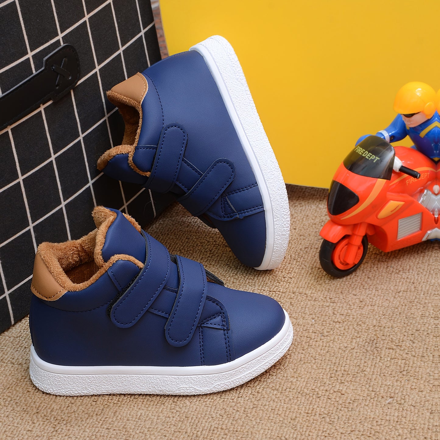 Boys & Girls Winter & Autumn Shoes - Soft TPR Sole, Warm Round Toe Mid-Top Sneakers with Closure, Brown/ - Non-Slip Traction for School, Hiking, Everyday - Easy-Clean Fabric Upper & TPR Outsole - Ideal for Cold Weather Play &