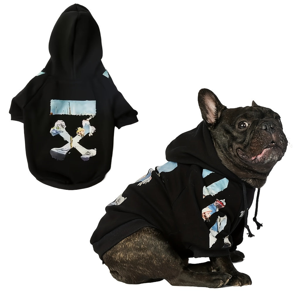 XXL Large Dog Hoodie - French Bulldog Sweater Jacket with Adjustable Hood & Front Pocket, Cozy Pullover for Medium & Large Breeds, Winter Warmth, Spring & Fall Clothing, Cute Puppy Design, Hand Washable (Black) - Ideal for Fr
