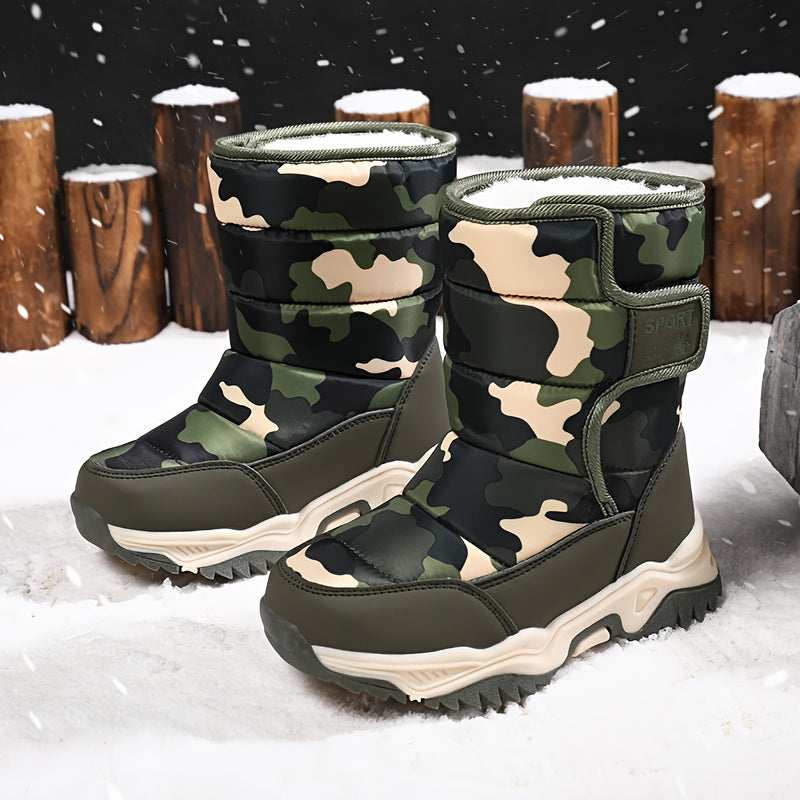 Kids' High-Top Snow Boots - Non-Slip Warm Winter Shoes with Closure, Durable TPR Sole & Breathable Fabric Lining for Outdoor Hiking, Casual Wear - Boys & Girls, Hiking Boots, Hiking Footwear, Sporty Design, Secure Fit Footwea