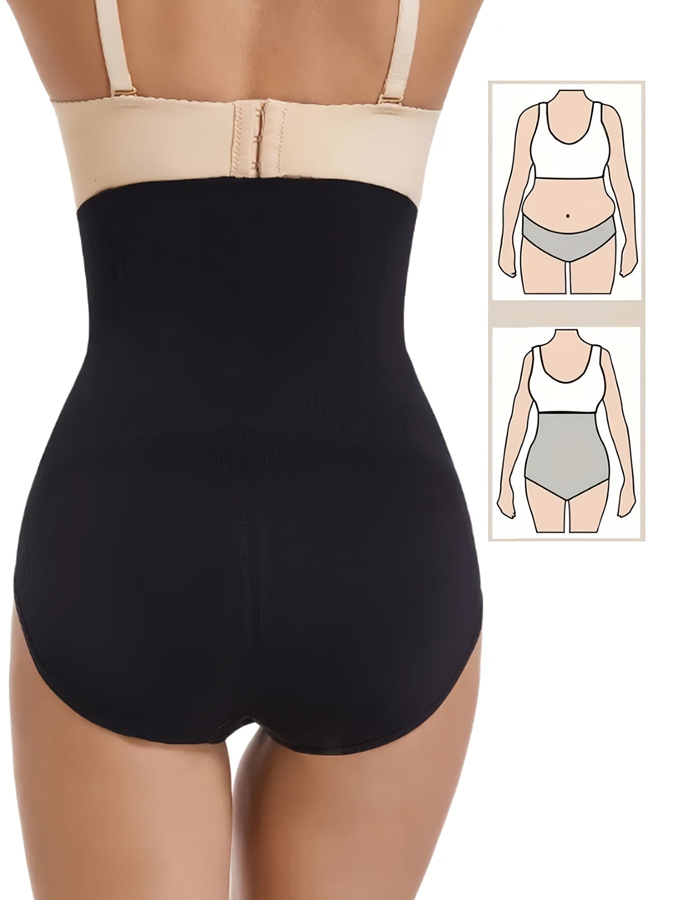 [Looks 10 Pounds Thin]3-Pack Of Women's High-waisted Shapewear - Apricot And Black, Abdominal Control And Buttock Lift, Smooth Stretch Fabric, Solid Stripe Details, Daily Body Contouring And Buttock Lift | Summer Skinny | Thi