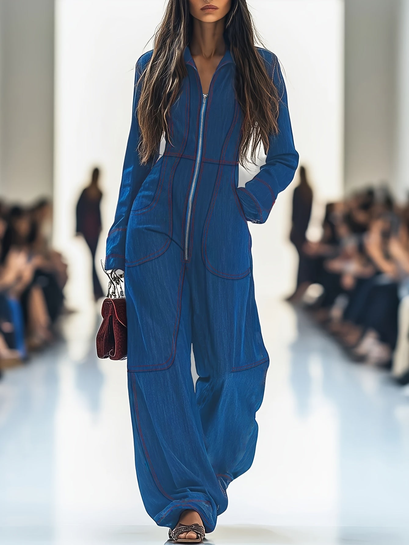 [Printed Design Jumpsuit] Vintage Casual Wide-Leg Jumpsuit | Printed Design – Not Textured Loose