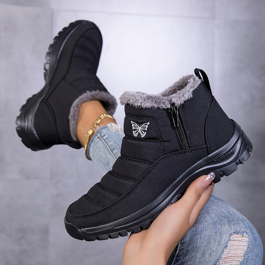 VOLARPISADA Women's Winter Snow Boots with Faux Fur Lining & Plush Collar - Warm Round Toe Zipper Ankle Boots, EVA Cushioned Sole, Slip-Resistant Traction, All-Terrain Tread for Hiking, Walking, Casual & Formal Outfits - Mult