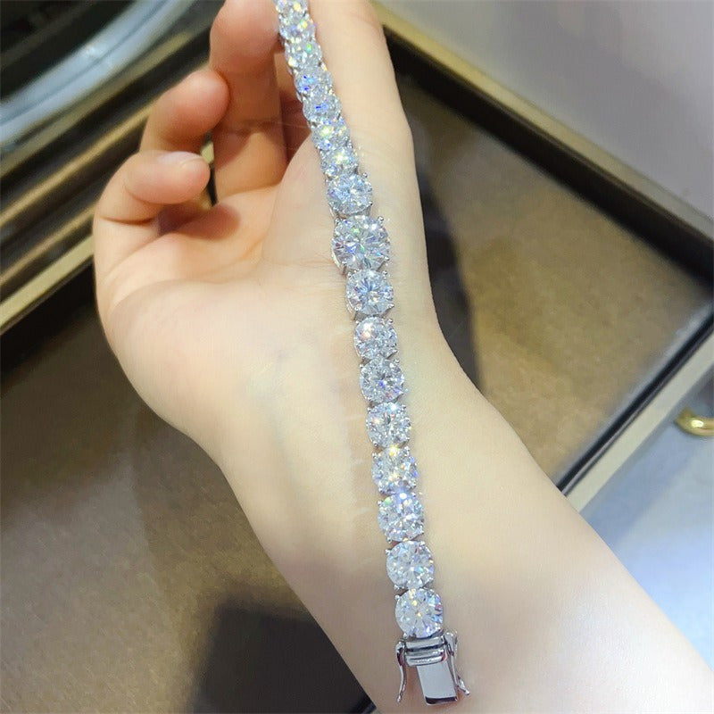 5-Carat White Moissanite Tennis Bracelet - Hip-Hop Style Unisex Jewelry, Durable Sparkling Stones for Casual Attire, Weddings, Parties & Anniversaries, Tennis Gifts, Tennis Bracelet for Women High Quality, Moissanite Tennis B
