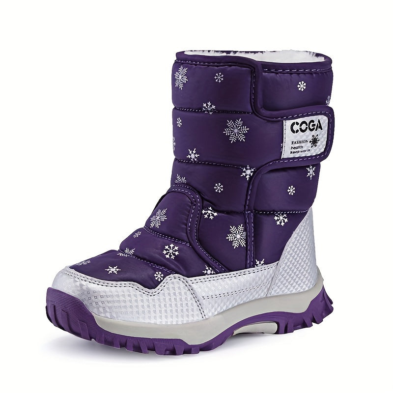 [Preppy | Winter] Winter High-Top Snow Boots | Preppy Casual Boots for Boys & Girls | Adjustable Fastening, PU & Nylon Upper, Fabric Lining, TPR Sole, Round Toe, Kids' Warm Padded Boots