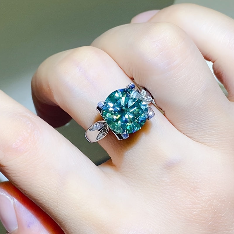 1pc S925 925 Silver Inlaid 5 Carat Moissanite Ring Birthday Party Luxury Gift for Men And Women