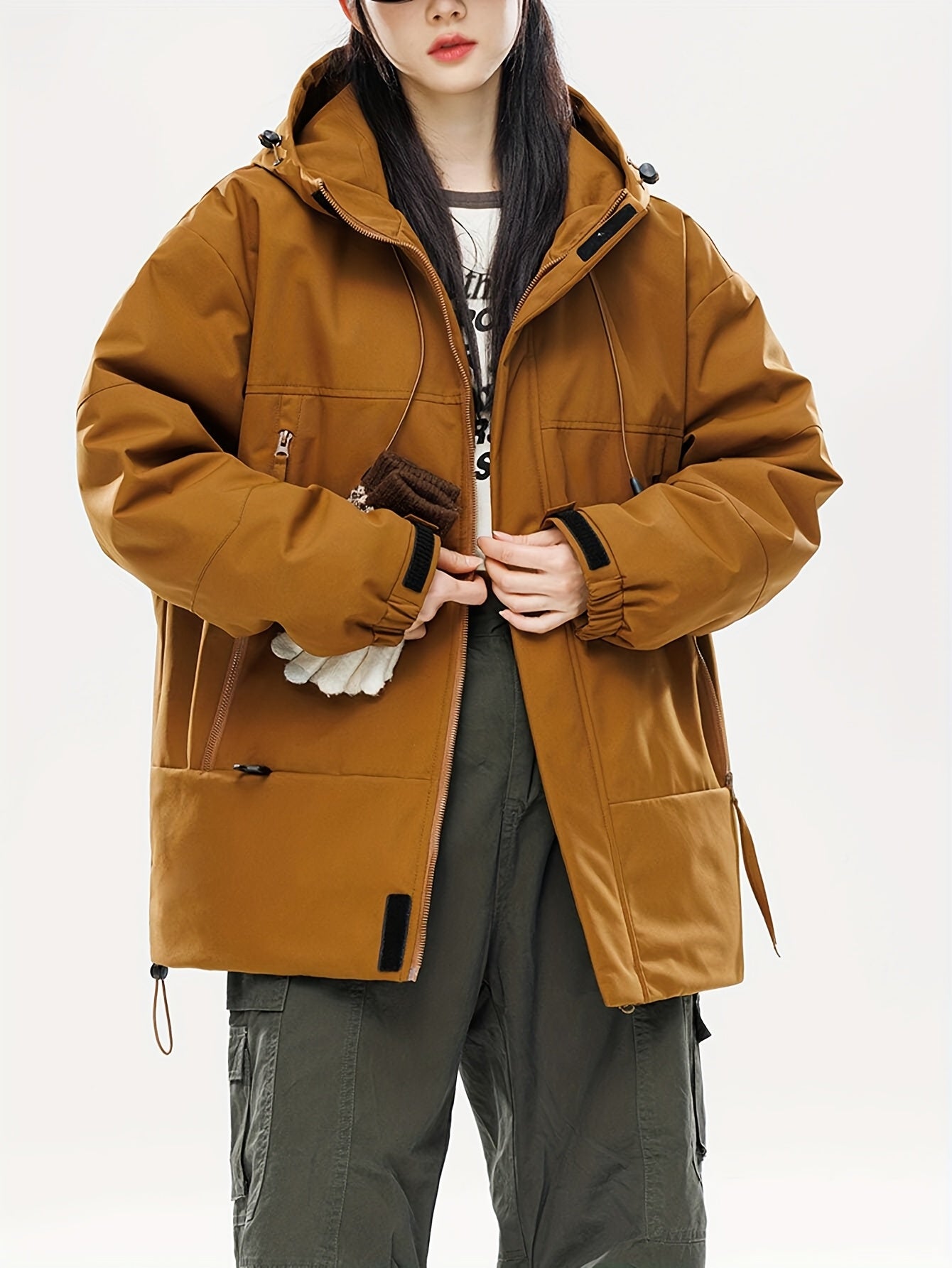 2025 Winter New Style Duck Down Workwear Fashion Couple Warm Thick Unisex Down Jacket, Cold Weather Gear, Outdoor Warmth, Streetwear Style, Oversized Fit, Highquality Fabric, Long Sleeve Jacket, Warm Coat, Outdoor Enthusiasts