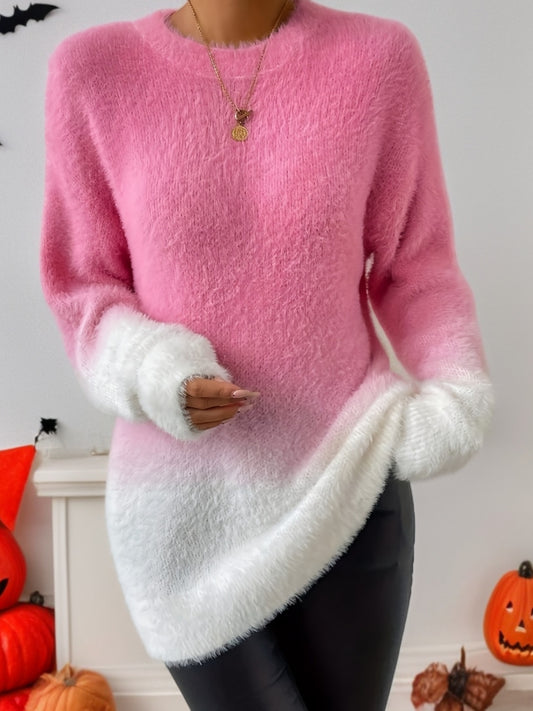 [Gradient Sweater] A Gradient Color Oversized Sweater with Drop Shoulders And Long Sleeves