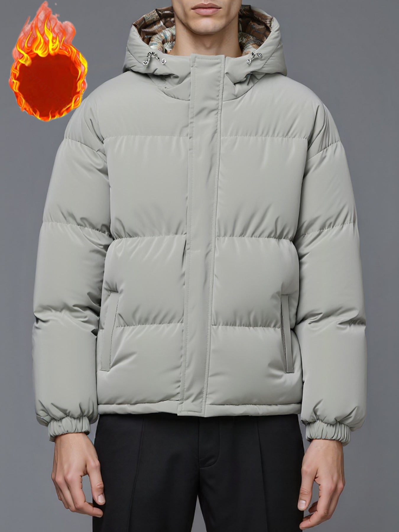 Men's & Women's Winter Padded Hooded Jacket - Thick Cold-Resistant Coat with Fill, Machine Washable Windproof Outer, Unisex Breadshell Jacket for Couples (Regular Fit, Pockets) - Autumn/North Wind Dress