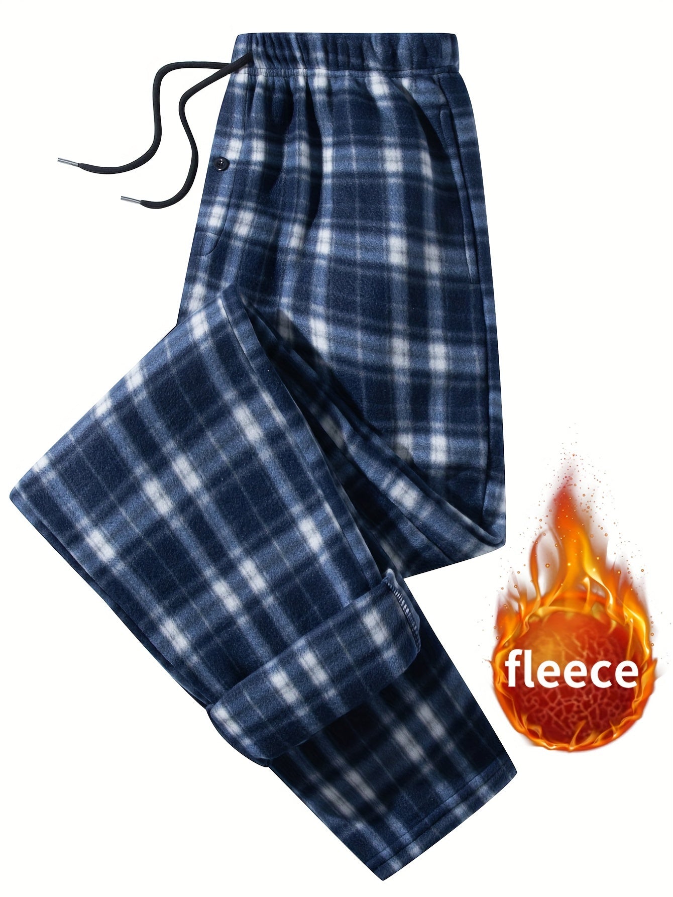 [4pcs Fleece Plaid Pants] 4pcs Set of Double-Sided Brushed Fleece Flannel Plaid Pants, Plaid Print Casual Sports Pants, Men's Outdoor Casual Sports Wear, Versatile Style, Details Elastic Band Plus 2 Insert Pockets