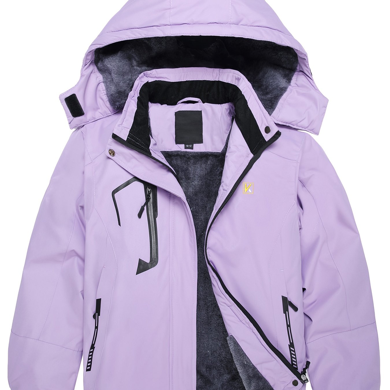 Girls' All-in-One Thickened Windproof Ski Jacket with Fleece & Detachable Hood, Hypoallergenic Winter Coat for Snow Sports,, Mountaineering - Adjustable, Zippered Pockets, Lightweight Warm Jacket (/)