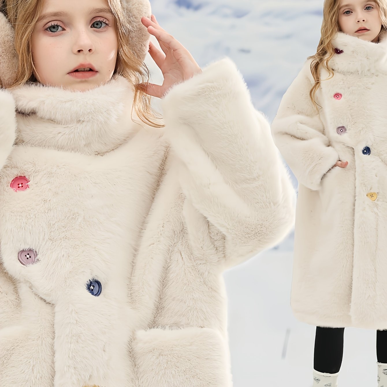 Kids Clothes, Girls Clothes, Gril Clothes, Teen Girl Clothes, Gril Fall Clothes, Clothes For Girls New Girls' Long Plush Coat, Warm Thickened Plush Coat