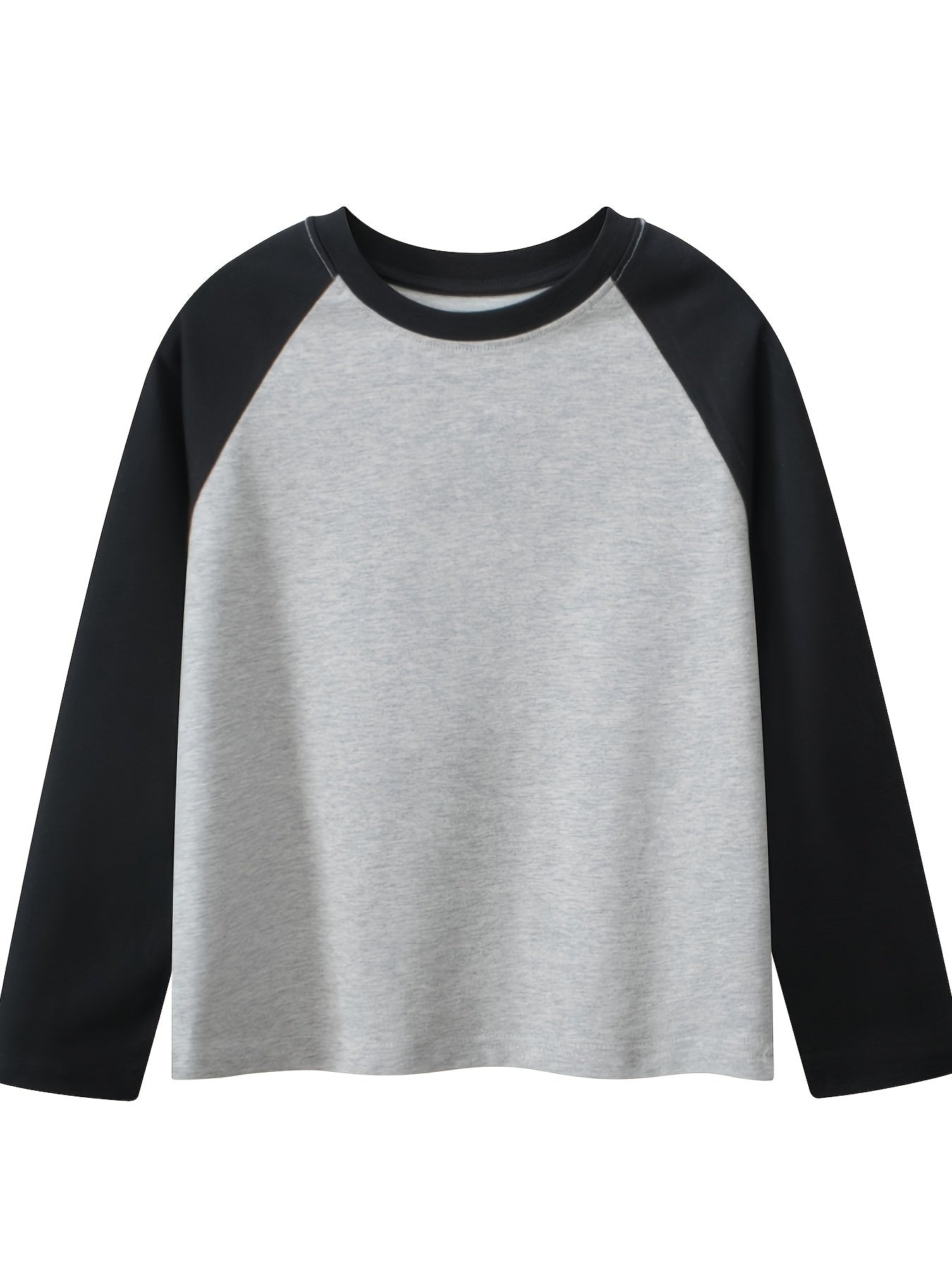 5pcs Boys' Casual Long Sleeve T-Shirts - Color-Block Raglan Sleeves, Solid Color Round Neck Tees for Spring & Fall, Soft Breathable Kids' Casual Attire (5 Colors: Blue, Black, Red, Yellow, Grey), Boy T Shirt, Fall Wardrobe Es