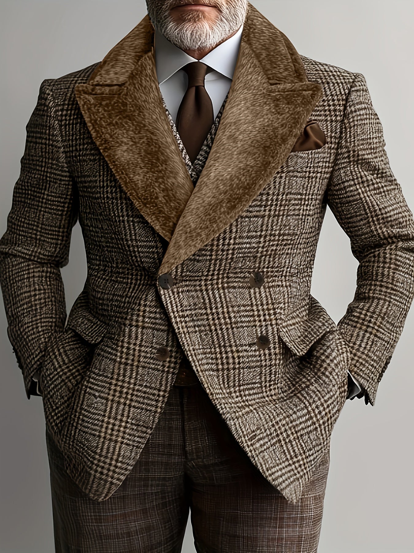 Men's Business Blazer • Soft Fabric • Double Breasted • Checked