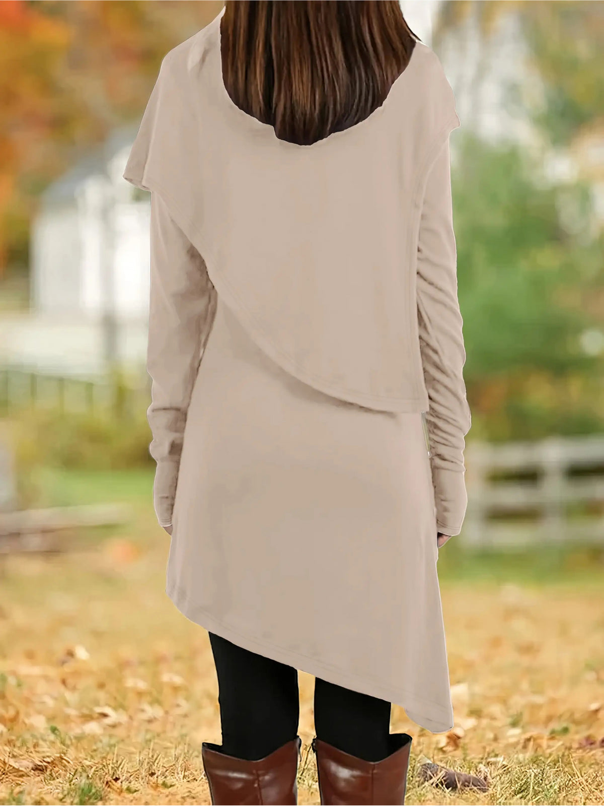 Women'S Elegant A-Line Slim-Fit Long Sleeve High Neck Dress with Short Jacket Sleeves - Solid Black Round Neck Winter Dress for Office, Party, Wedding Guest - Machine Washable Fall Winter Formal Attire, Casual to Semi-Formal