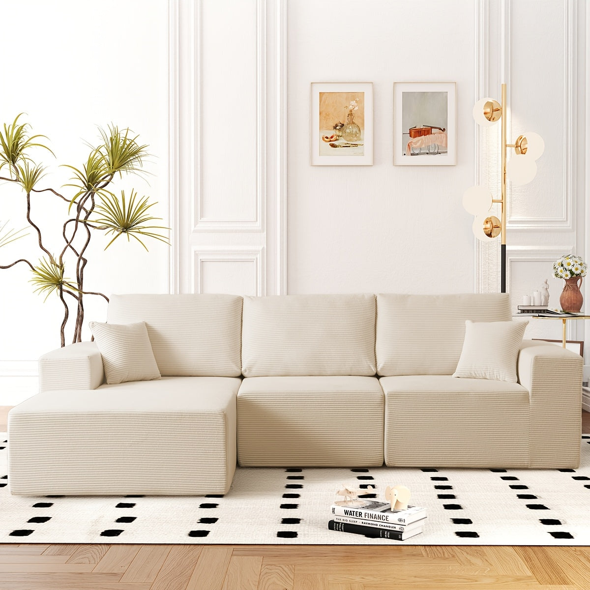 108.1 Inch L-Shaped Cloud Couch Modular Sofa - 2pcs Plush Floor Sofa for Living Room, Bedroom & Game Room | Separatable for Flexible Seating | No Assembly Required | Charcoal Grey, Light Grey, Orange, White, Black