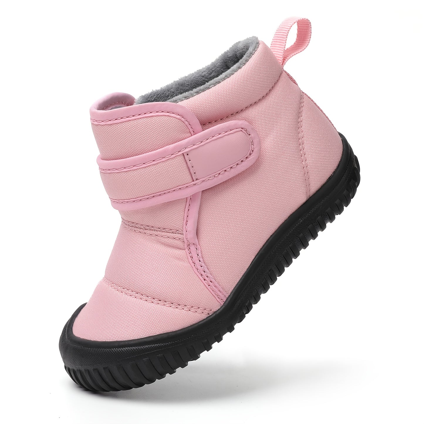 [Winter Warm Snow Boots] Winter Warm Snow Boots | Soft Fabric Lining & Cushioned Insole | Black/Pink/Gray Casual Shoes for Boys & Girls, Easy Slip-On with Durable Rubber Sole