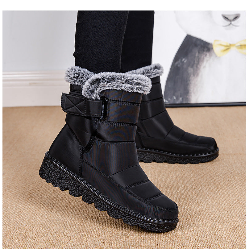 Women's Winter High Quality Non-Slip Snow Boots with Thick Warm Faux Rabbit Collar - PVC &  Cold-Resistant Boots, Sole for Ice Traction, Warm Winter Footwear for Snow, Ice, Freezing Floors