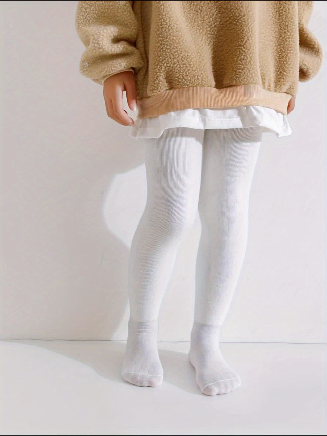 3 Pairs girls tights baby toddler leggings socks Children's Tights, Fleece-Lined & Thickened Style, Suitable for Daily Wear in Winter, Classic Black, White and Gray Colors for Simple & Versatile Matching, Seasonal Clothing, C